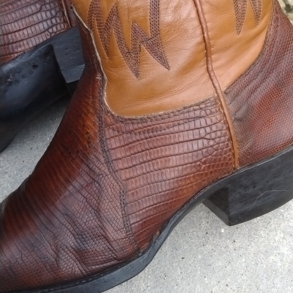 Nocona Mens Boots Lizard Skin Brown Leather Cowboy Western Size 9D - Picture 7 of 12